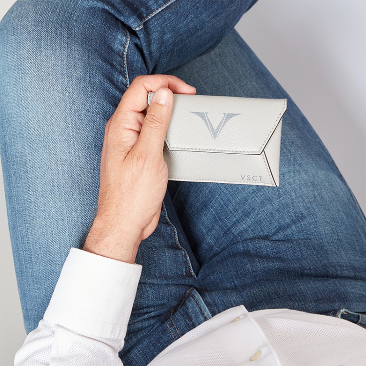 Кожаное портмоне-конверт VSCT цвет серый