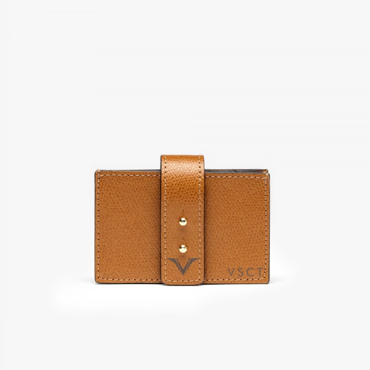 Кожаный держатель для карт VSCT цвет коньячный