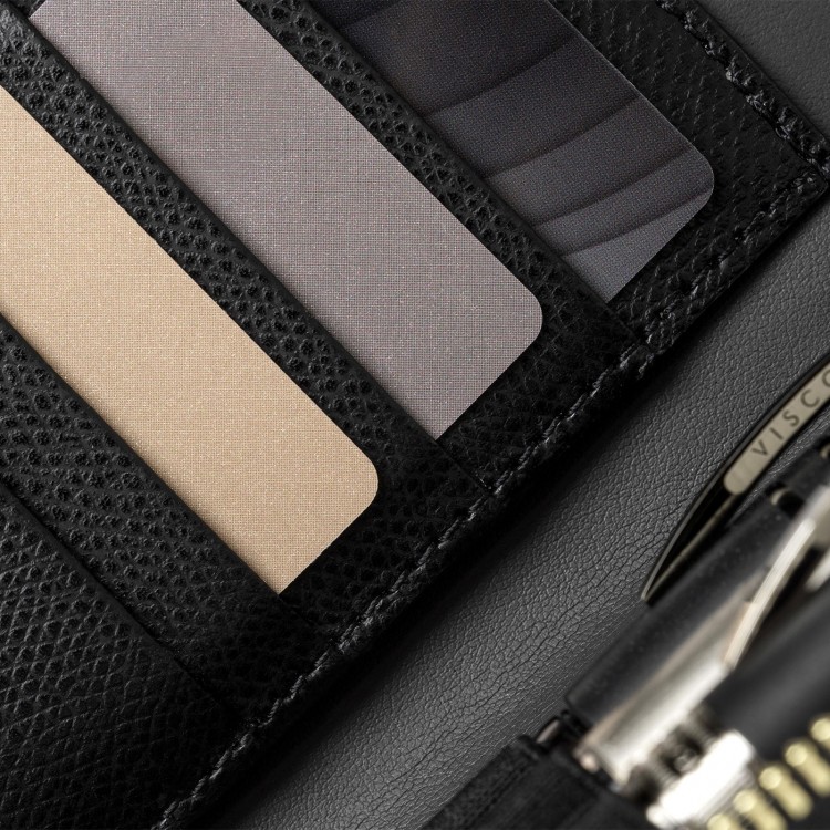 Кожаный чехол для трех ручек VSCT на молнии с держателем для карт цвет черный