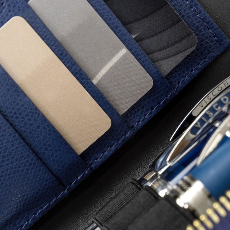 Кожаный чехол для трех ручек VSCT на молнии с держателем для карт цвет синий