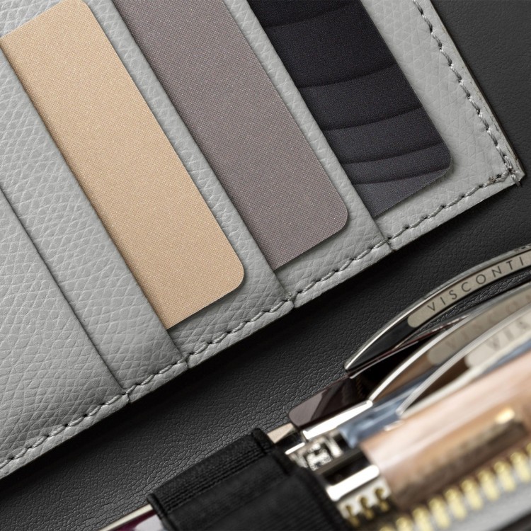 Кожаный чехол для трех ручек VSCT на молнии с держателем для карт цвет серый