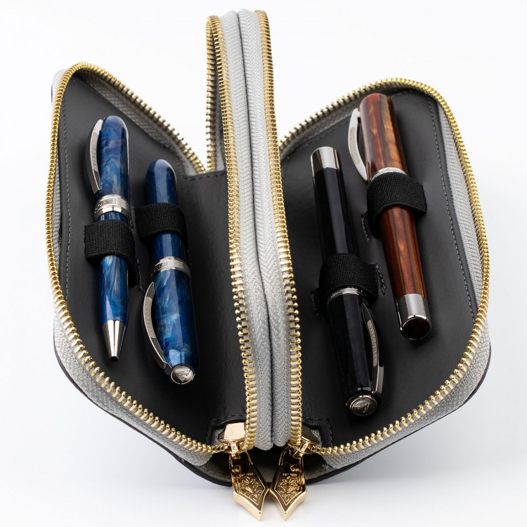 Кожаный чехол для четырех ручек VSCT на молнии цвет серый