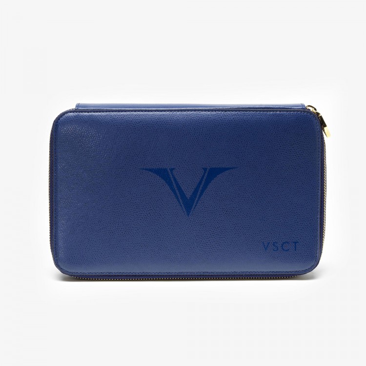 Кожаный чехол для двенадцати ручек VSCT на молнии цвет синий