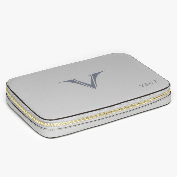 Кожаный чехол для двенадцати ручек VSCT на молнии цвет серый