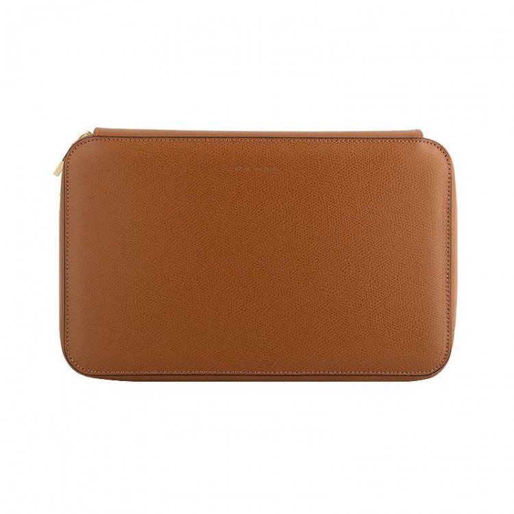 Кожаный чехол для двенадцати ручек VSCT на молнии цвет коньячный